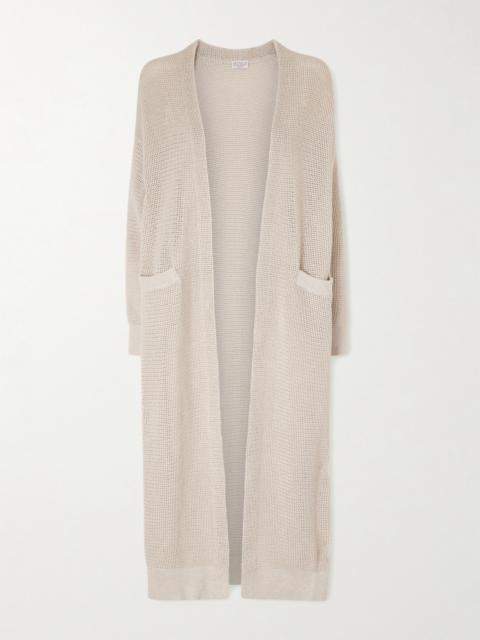 Brunello Cucinelli Metallic Open-knit Cotton-blend Cardigan