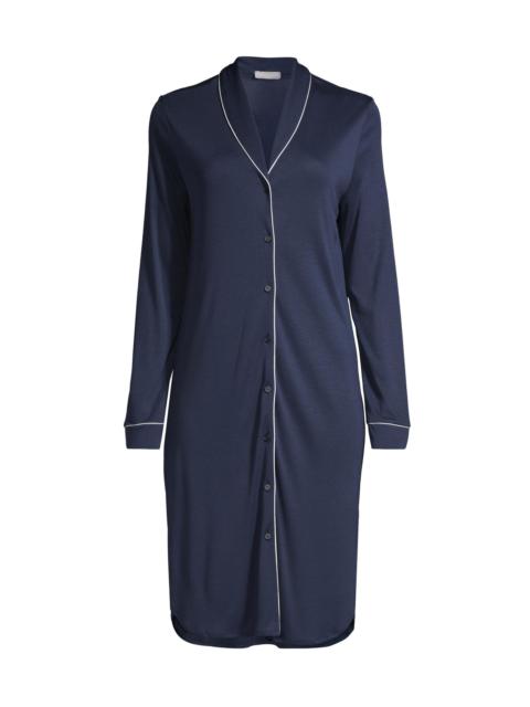 HANRO Women's Natural Comfort Tailored Nightshirt - Deep Navy