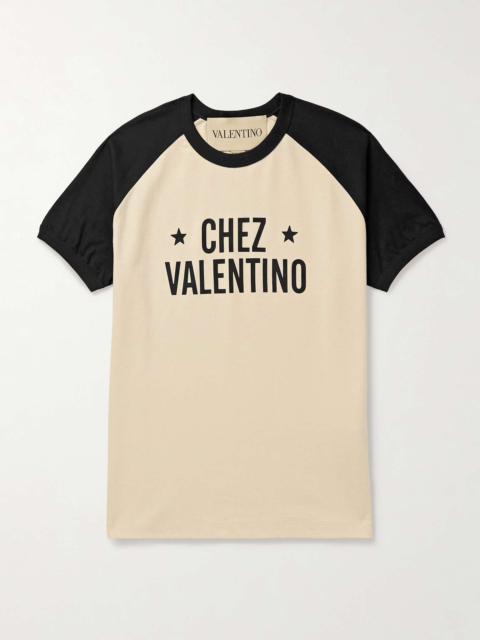 Slim-Fit Colour-Block Logo-Print Cotton-Jersey T-Shirt