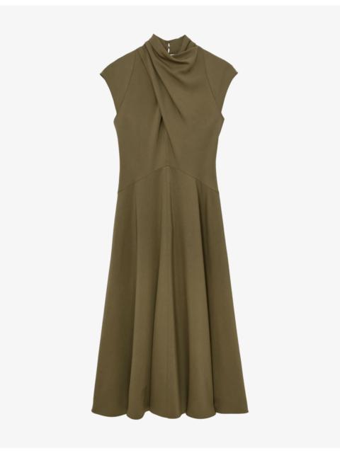 REISS Alma High-Neck Stretch-Woven Midi Dress