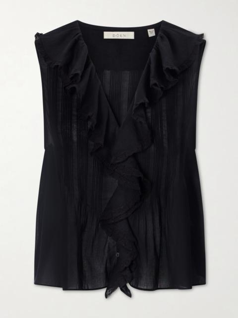 DÔEN Hilda Ruffled Embroidered Organic Cotton Top