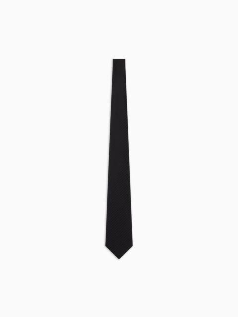 EMPORIO ARMANI Pure silk tie with jacquard micro-motif