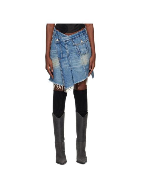 OPEN YY Blue Wrap Denim Miniskirt | REVERSIBLE
