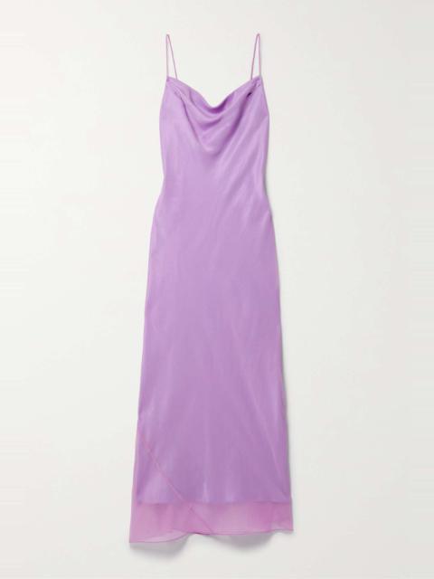 Draped silk-crepon midi dress