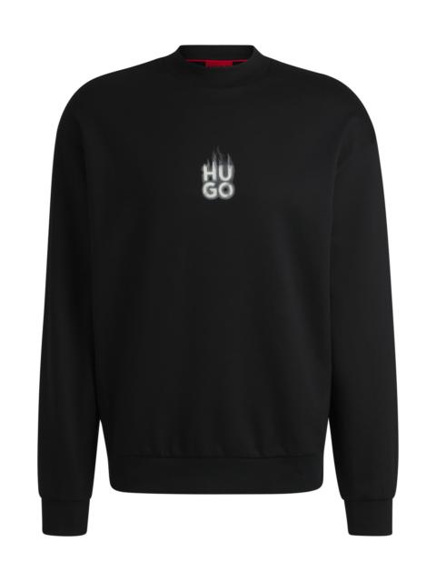 HUGO COTTON-TERRY SWEATSHIRT WITH STACKED SMOKE LOGO PRINTS