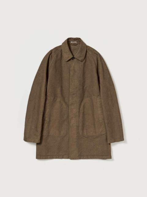 AURALEE GARMENT-DYED ORGANIC COTTON HEAVY TWILL SHORT COAT