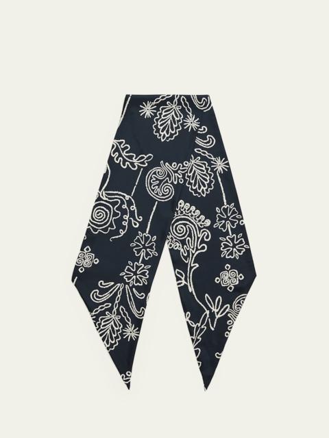 GIORGIO ARMANI Men's Floral Artwork Silk Neck Scarf
