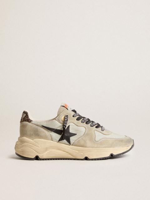 Women’s Running Sole in gray nylon with black star and glitter heel tab