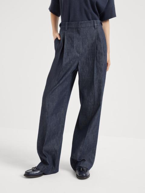 Brunello Cucinelli Cotton denim-effect twill tailored relaxed trousers