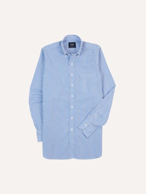 Drake's Blue Bengal Stripe Cotton Poplin Button-Down Shirt