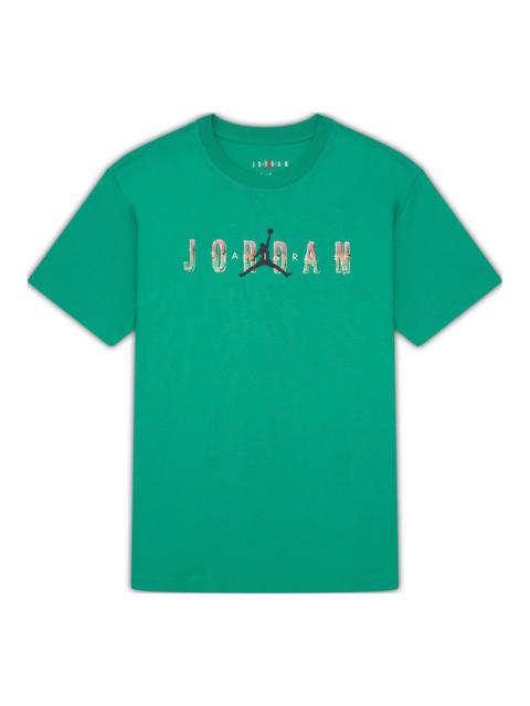 Air Jordan DNA Printing Alphabet Large Logo Short Sleeve Green DQ5884-324