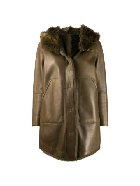 hooded shearling coat