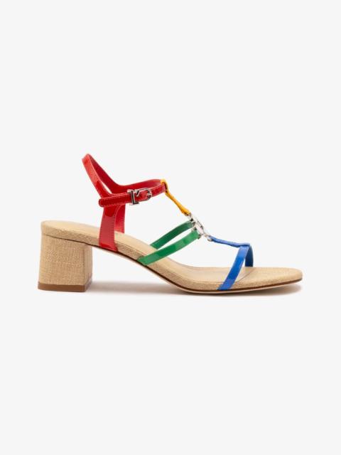 Hana Block In Multicolor Patent Leather and Raffia