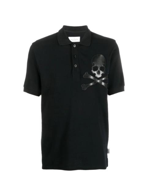 Skull-patch cotton polo shirt