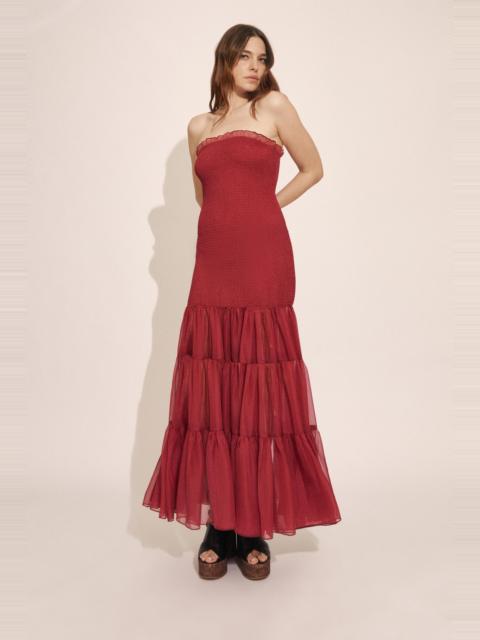 BARDOT Azura Strapless Maxi Dress In Pale Burgundy