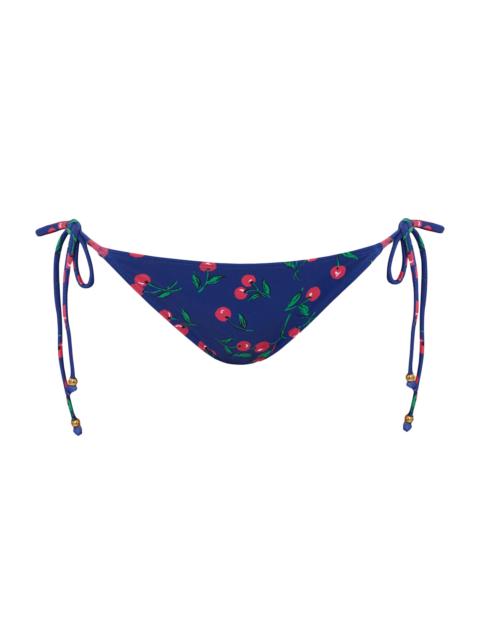 Shoshanna Women's Cherry-Print Triangle Bikini Bottom - Navy Red Green