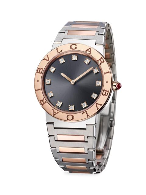 BVLGARI Women's Bvlgari Bvlgari Solotempo Stainless Steel, Rose Gold & Diamond Watch - Rose Gold