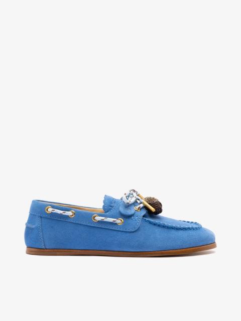Larroudé Cyprus Boat Shoe Dodger Blue Suede
