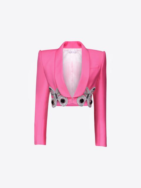 AREA EMBROIDERED BUTTERFLY CROPPED BLAZER