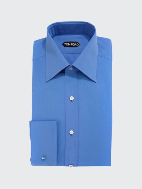 Solid-Color French-Cuff Slim Fit Dress Shirt
