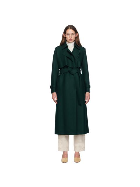 Harris Wharf London Green Pressed Wool Trench Coat