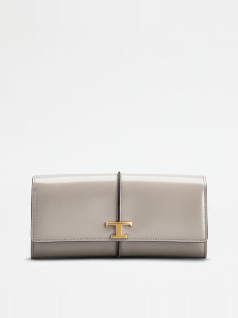T TIMELESS WALLET IN LEATHER - GREY