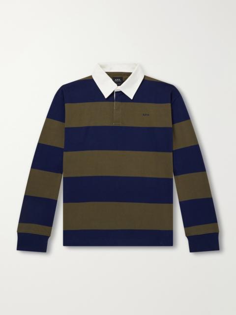 A.P.C. Isaac Logo-Embroidered Striped Cotton Polo Shirt