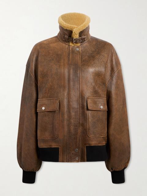 KHAITE Sandor Shearling-trimmed Leather Jacket