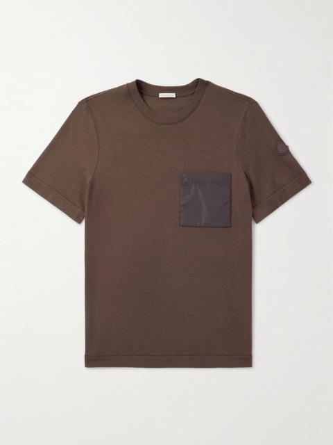Moncler Logo-Appliquéd Shell-Trimmed Cotton and Cashmere-Blend Jersey T-Shirt
