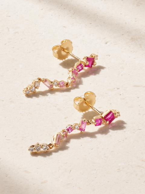 SUZANNE KALAN 18-karat Gold, Sapphire And Diamond Earrings