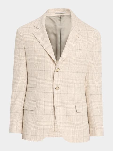 Brunello Cucinelli Men's Silk and Wool Plaid Suit Jacket