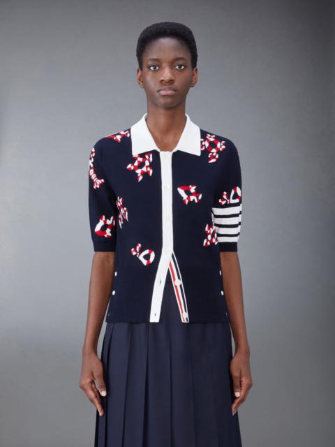Thom Browne 4-Bar intarsia knit polo cardigan