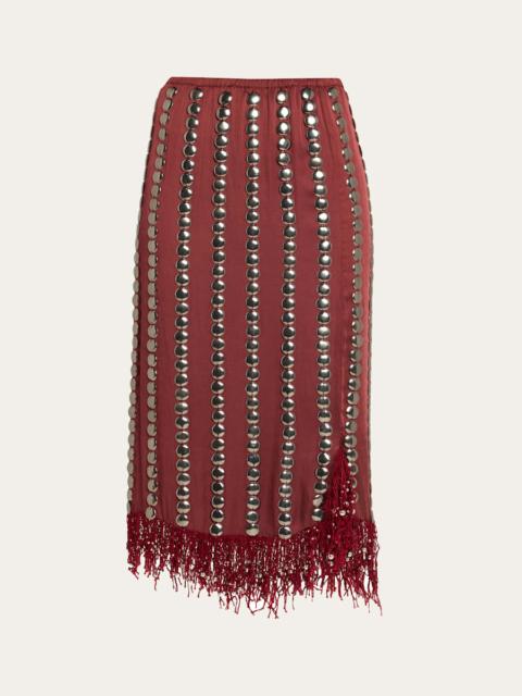 diotima Coverly Embellished Fringe Midi Skirt