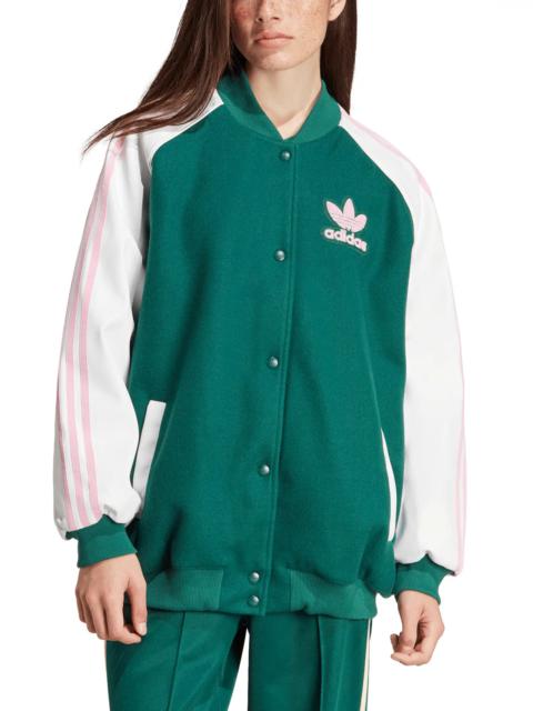 adidas Originals VRCT Jacket in White/Collegiate Green