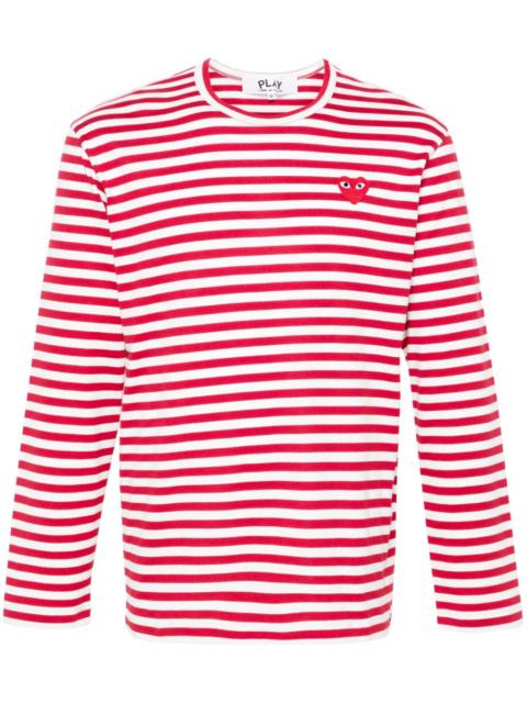 Comme des Garçons PLAY Red Emblem Stripe Tee Unisex