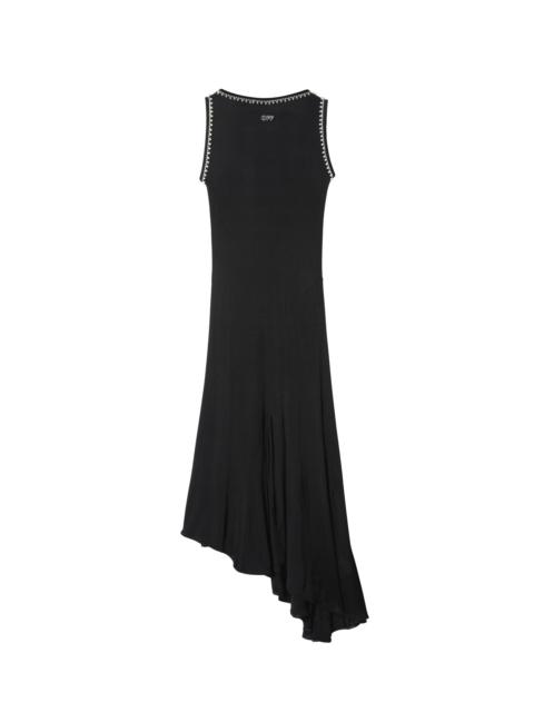 Off-White Black Ribbed Embellished Long Dress