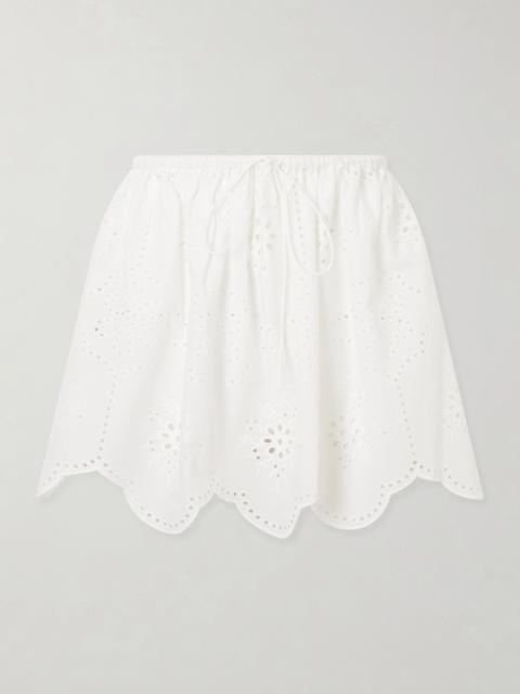 MATTEAU Scalloped Broderie Anglaise-trimmed Cotton Mini Skirt