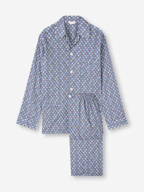 Derek Rose Ledbury Cotton Batiste Pajamas Blue Multi Diamond