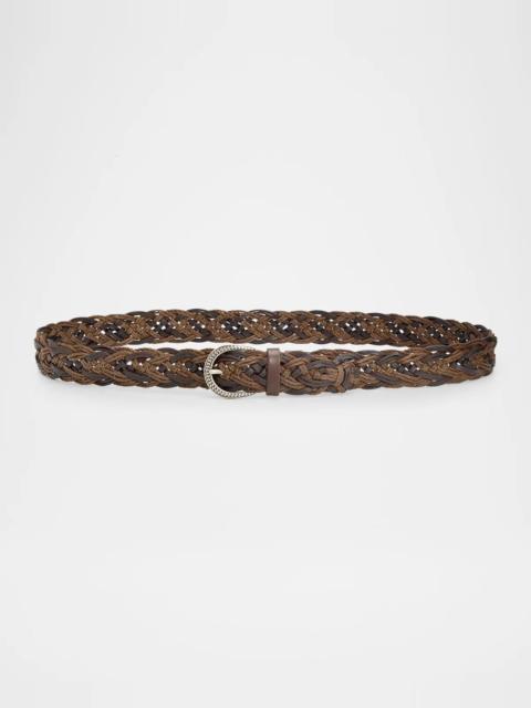 Brunello Cucinelli Men's Braided Cord and Leather Belt