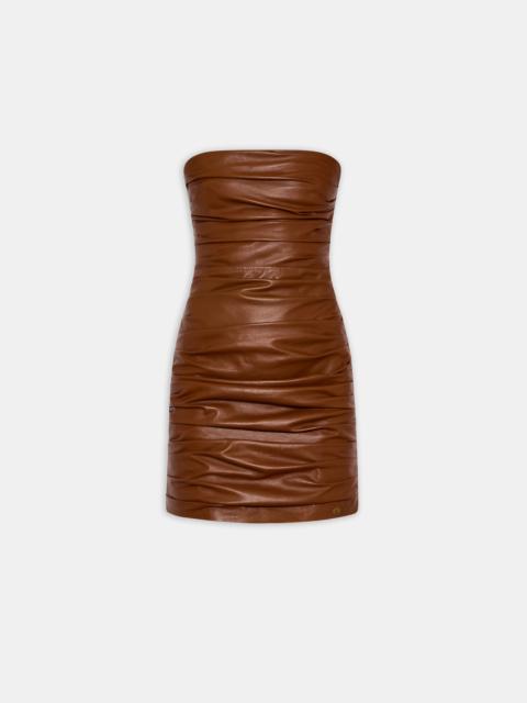 AMIRI WOMEN'S ROUCHED LEATHER MINI DRESS