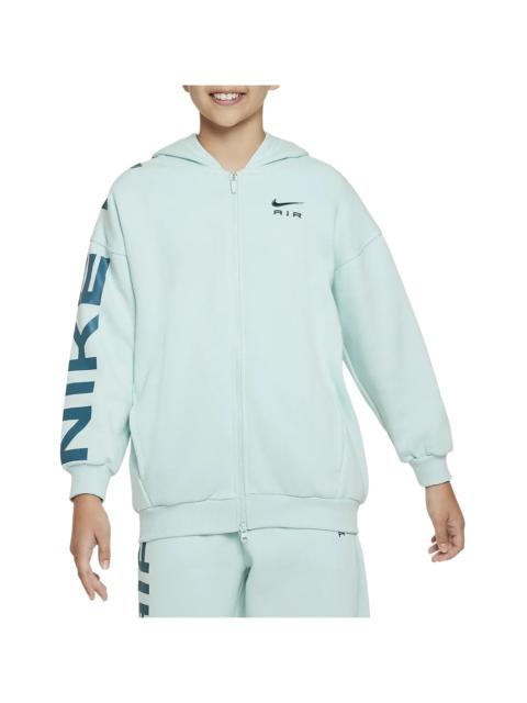 Nike Air Club Fleece Girls' Oversized Full-Zip Hoodie GS "Jade Ice / Geode Teal" FD2960 346