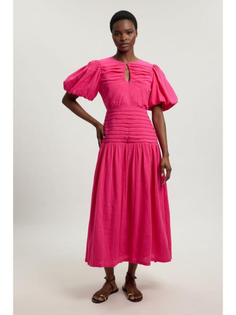 KAREN MILLEN Double Cloth Balloon Sleeve Midi Dress