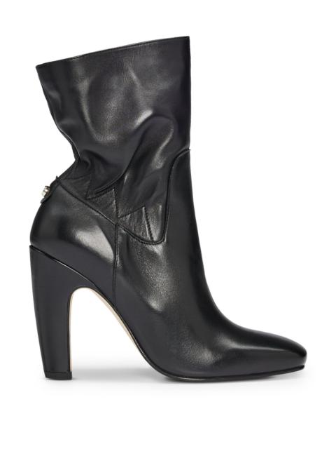 BOSS HIGH-HEELED BOOTS IN NAPPA LEATHER WITH MONOGRAM TRIM