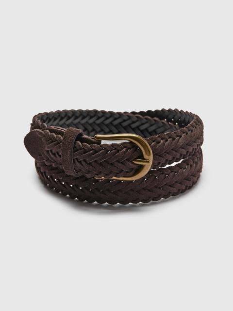 BEAMS PLUS Suede Mesh Belt in Dark Brown