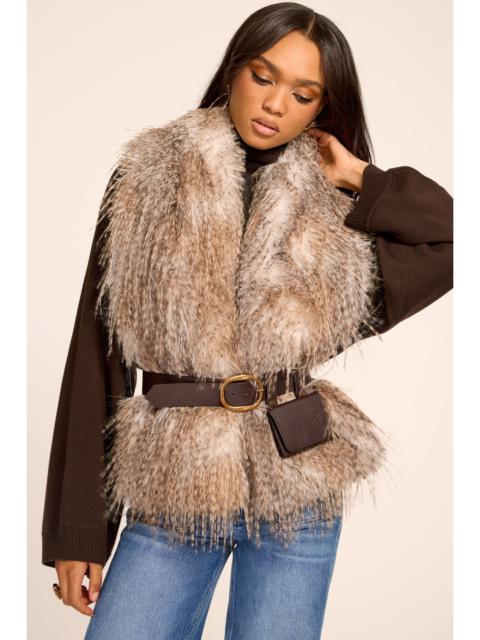 RAMY BROOK Sally Designer Faux Fur Belted Vest
