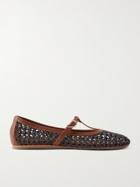 ANCIENT GREEK SANDALS Aerati Leather-trimmed Woven Raffia Ballet Flats