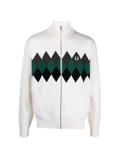 Fred Perry argyle print zip-up cardigan