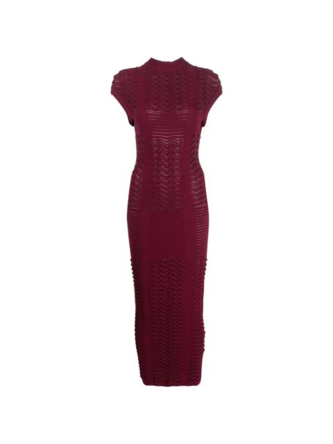chevron 3D-knit midi dress