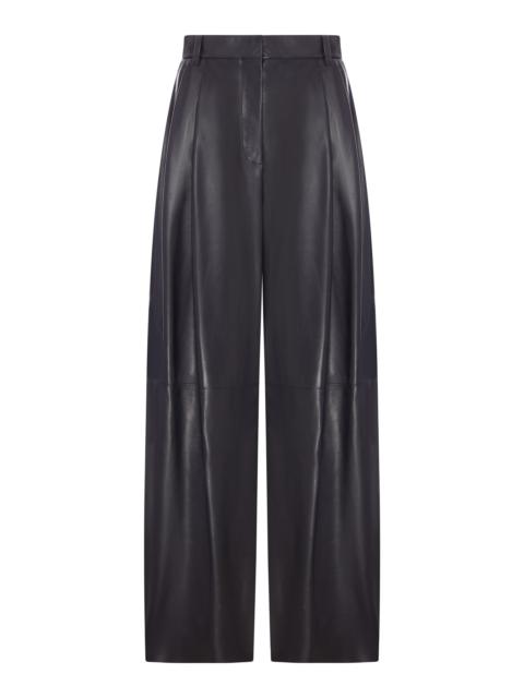 GIORGIO ARMANI WIDE NAPPA TROUSERS WITH PLEATS
