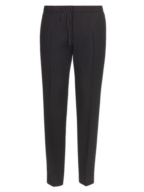 Maison Margiela Women's Drawstring Wool Flannel Pants - Black